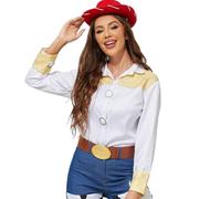 Woody Costume Jessie - Camisa de manga larga para adultos, diseño de vaquero de juguete para Halloween, cosplay, vaquera, camiseta occidental para mujeres y hombres, Camisa Jessie, S