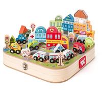 Woody Estuche de Juguete de Madera con Bloques y Tren - 55 Piezas - Juego