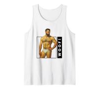 Woof Beefcake Bear Retro Orgullo Gay Queer Masculinidad Arte Camiseta sin Mangas