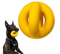 WoofBite Bola de Anillo Indestructible - Reemplazo de por Vida - Masticadores Fuertes, Resistentes, agresivos, Razas Medianas y Grandes - Juguetes de Goma Natural no tóxicos para Perros - Amarillo -