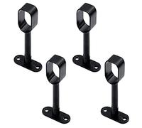 woogim 2 soportes ovalados para barra de armario, barra de soporte, barra de ducha, barra de cortina de ducha, barra de armario, soporte de palanca de tubo, soporte de extremo (abierto, negro)