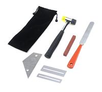 Woogim Kit de herramientas Luthier para guitarra que incluye lima de coronación de trastes, balancín de trastes, protectores de diapasón, martillo de goma de alambre, 2 piedras de molienda