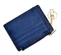 Woogwin Slim Rfid Ced Ced Ced Cid Tutor for Women Mini Policita de bolsillo delantero con llavero (Aceite Blue oscuro)