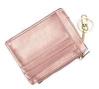 Woogwin Slim Rfid Ced Ced Ced Cid Tutor for Women Mini Policita de bolsillo delantero con llavero (oro rosa de aceite)