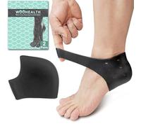 WOOHEALTH Protector de Talón en Gel, 2 Pares Taloneras Silicona Fascitis Plantar, Almohadillas Anti Ampollas para Botas, Protector Talon para Aliviar Talones Dolor Seco Agrietado (Negro)