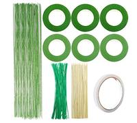 Woohome 10 Pz Kit de Herramienta de Arreglos Florales Cintas Florales de 2 Estilos, Alambre Floral Wire 26, Brida de Cable Floral Verde y Varilla de Bambú para Los Amantes del Diseño Floral