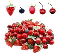 Woohome 100 Pz Frutas Artificiales, Artificiales Fresa Decoracion, Cerezas Artificiales Frutas, Simulación de arándanos para Decoración de Fiesta, Hogar, Cocina, Fotografía
