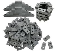 Woohome 100 Pz Ladrillos en Miniatura Mini Ladrillos Piedra 1:16 Mini Ladrillo Rojo para Micro Paisaje, Bricolaje Casa de Muñecas Ladrillos Diorama Hada (Mini Ladrillo de 2 Agujeros, Gris)