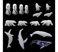 Woohome 12 Pz Molde Silicona Resina 3D Resin Filler 3D Mini De Medusas Osos Polares Ballenas Pingüinos Resina Plástico para Bricolaje Manualidades Joyería