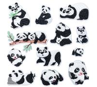 Woohome 12 Pz Parches para Ropa Termoadhesivos, Panda Mixto Patch Sticker Parche Termoadhesivo para Camisetas, Jeans, Bolsas de Ropa