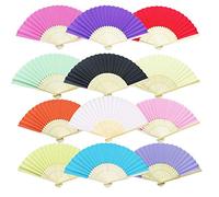 Woohome 12 Pz Ventilador de Papel de Bambú Plegable Mano Ventilador para Decoraciones de Bodas, Fiestas, Bailes, DIY (Multicolor)