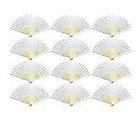 Woohome 12 Pz Ventilador de Papel de Bambú Plegable Mano Ventilador para Decoraciones de Bodas, Fiestas, Bailes, DIY (Blanco)