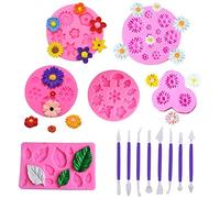 Woohome 13 Pz Molde de Silicona para Fondant Moldes para Flores Molde de Flores para Decorar Tartas, Chocolate, Dulces, Hornear