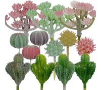 Woohome 14plantas suculentas y cactus de imitación, cactus de bola para decoración del hogar, interior, jardín, accesorios de bricolaje