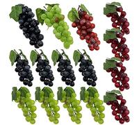 Woohome 15 Pz Decoración de Plástico Uvas Artificiales Decorativas Simulación Uvas para Bodas, Interiores, Exteriores, Fiestas, Jardín
