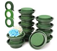 Woohome 15 Pz Espuma Floral para Arreglos Florales, Espuma Floral Húmeda, 3 Pz Cintas Florales para Flores Artificiales, Flores De Pasillo De Boda