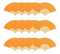 Woohome 15 Pz Ventilador de Papel de Bambú Plegable Mano Ventilador para Decoraciones de Bodas, Fiestas, Bailes, DIY (Naranja)