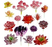 Woohome 15 unidades mixtas artificiales plantas suculentas, suculentas artificiales, plantas suculentas artificiales decorativas para la decoración del paisaje decoraciones, hogar jardín decoraciones