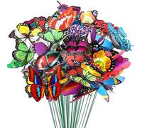 Woohome 150 Pz Estacas de Mariposas de Jard¡§an, 5 Talla Adornos Coloridos de Mariposas, Estacas de Mariposa Impermeables para Exteriores Patio Plantador Maceta Primaver Jard¡§an Decoraci¡§?n