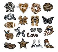 Woohome 18 Pz Parches de Ropa, Parches para Ropa Termoadhesivos de Tema Del Leopardo Patch Sticker para Ropas, Mochilas, Sombreros, Manualidades