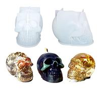 Woohome 2 Pz Molde de Vela de Calavera, Moldes para Velas de Cráneo, Moldes de Silicona de Calavera 3D para Hacer Regalos, Decoración del Hogar, Molde de Jabón