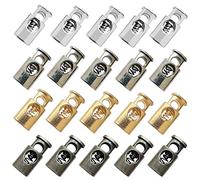 Woohome 20 Pz Cierre de Cordón, 4 Color Agujero de Cuerda Solo Agujero, Tope de Cordon de Metal Tope de Palanca de Resorte para Mochilas, Ropa Deportiva