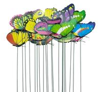 Woohome 20 Pz Jardín Mariposas, 2 Talla Adornos Coloridos de Mariposas, Estacas de Mariposa Impermeables para Exteriores Patio Plantador Maceta Primaver Jardín Decoración