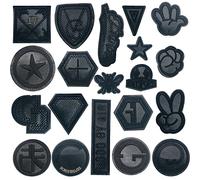 Woohome 20 Pz Patch Sticker, Insignia Negra Parches para Ropa Parche, Parche Termoadhesivo, Parche de Hierro en Patches paraMochila, Gorras, Ropa