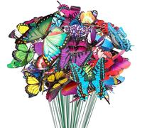 Woohome 200 Pz Estacas de Mariposas de Jard¡§an, 4 Talla Adornos Coloridos de Mariposas, Estacas de Mariposa Impermeables para Exteriores Patio Plantador Maceta Primaver Jard¡§an Decoraci¡§?n