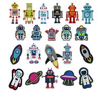 Woohome 21 Pz Toppa Termoadesiva, Robot Toppe Applique Termoadesive Razzo Astronauta Vestiti Patch Adesivi Pianeta per Maglietta Jeans Abbigliamento Borse