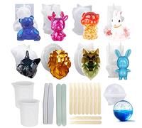 Woohome 25 Pz Molde de Silicona para Resina, Joyería 3D Animal, Manualidades, Llavero y Decoración del Hogar