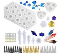 Woohome 26 Pz Silicona Moldes de Resina, Mezclado Diamante Resina Epoxi Moldes y Molde Silicona Resina Colgantes de Cristal para Colgantes de Joyería, Fabricación de Llaveros