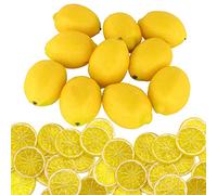 Woohome 30 Pz Amarillo Artificiales Amarillo Limón 10 Pz Simulación Limón Artificial Realista 20 Pz La Rebanada Falsa del Limón para Decoración, Accesorios para Fotografías