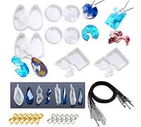 Woohome 30 Pz Molde Silicona Resina Island Resin Moulds, 10 Pz Isla Oceano Resina Stampo in Silicone para Colgantes, Collares, Aretes, Artesanías de Joyería