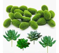 Woohome 30 Pz Musgo Artificial Rocas Decorativas, Artificiales Plantas Suculentas y Artificiales Decorativas de Imitación para Jardines, Arreglos Florales y Manualidades