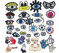 Woohome 36 Pz Parches de Ropa, Ojos Patch Sticker Parche Termoadhesivo y Manos Parches Ropa Termoadhesivos para Mochilas, Jeans, Pantalon