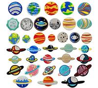 Woohome 36 Pz Parches de Ropa Patch Sticker, Planeta Nave Espacial Parche Termoadhesivo Planetas Sistema Solar Astronave Parche de Hierro en Patches para Mochila, Gorras, Ropa