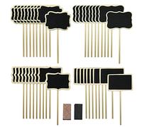 Woohome 40 Pz Mini Pizarra de Madera, 4 Forma Señales Pizarra Pequeña Tablero de Mensajes Signos para La Decoración de Restaurantes, Bodas, Banquetes