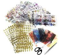 Woohome 41 Pz Resina Pegatinas y Tijeras Pinzas para Moldes de Resina de Silicona, Pegatinas Decorativas Transparentes para Artesanía de Resina