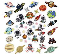 Woohome 43 Pz Patch Sticker, Parche Termoadhesivo, Planetas Sistema Solar Astronauta Espacio Parche de Hierro en Patches paraMochila, Gorras, Ropa