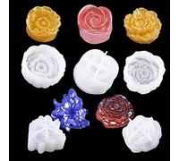 Woohome 5 Pz Moldes Silicona Resina Epoxi Moldes de Resina Flores 3D Molde de Silicona para Velas de Flor para Decoración Del Hogar, Decoración de Tartas, Chocolate