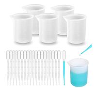 Woohome 5 Pz Tazas Medidoras de Silicona de 100 ml para Resina, Vasos Medidores de Silicona para Manualidades, Moldes de Fundición