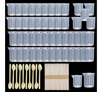Woohome 50 Pz Vasos Medidores de Plástico 25 ml 50 ml Tazas Medidoras de Plásticos Transparente Copas Graduadas de Plástico Tazas de Mezcla Graduadas para Resina Epoxi, Mezclar Pintura