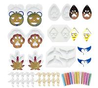 Woohome 6 Par Molde Silicona Pendientes Resina Silicona Moldes de Joyería, 12 Color Lentejuelas, Moldes de Resina de Silicona, Pendientes y Anillos de Salto para Joyería Pendiente Bricolaje