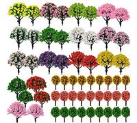 Woohome 60 árboles en miniatura de modelos mixtos, accesorios de colores mixtos, modelo, tren, paisaje, arquitectura, árboles falsos para modelo de construcción, paisaje sin bases para manualidades