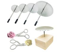 Woohome 7 PCS Cake Decorating Supplies Includes 4 PCS Cake Flower Nail 2 PCS Flower Lifters and 1 PCS Wood Flower Nails Holder