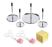 Woohome 7 Pz Nails Cake Flower, Decoracion de Pasteles 4 Tamaño Pastel de Uñas de Flores, 2 Pz Tijeras de Flores de Plástico y 1 Pz Soporte de Madera para Decoracion De Tortas, Cupcakes, Uñas, Agujas