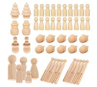 Woohome 71 Pz Muñecas de Madera Peg Inacabado Personas para Proyectos de Manualidades, Pintura, Juegos, 8 Estilos