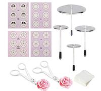 Woohome 8 Pz Nails Cake Flower, Decoracion de Pasteles, 4 Talla Pastel de Uñas de Flores, Tijeras de Flores de Plástico y Pastel de Papel para Hacer Flores para Decoracion De Tortas, Cupcakes