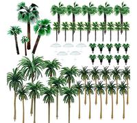Woohome Árboles en Miniatura 44 Pz Palmeras de Coco Modelo de Árbol Palmera con 5 Pz Mini Paraguas para El Modelo de Tren Ferroviario Arquitectura Diorama Paisaje de Bricolaje Paisaje
